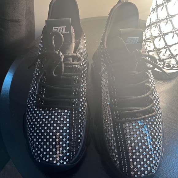 Steve Madden Phantom Rhinestone Wedge Platform Retro Sneakers - Picture 2 of 6